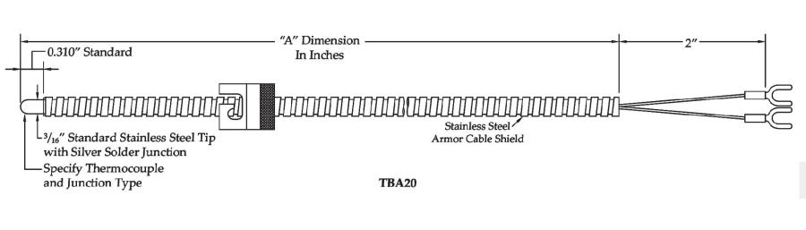 Adjustable-Depth-Thermocouple-With-Armor-TBA20-Style
