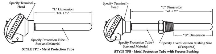 Protection Tube Thermocouples-TPT-TPB-Drawings